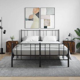 Mesitas noche 2 uds madera ingeniería roble ahumado 40x40x50 cm de vidaXL, Mesitas de noche - Ref: Foro24-827511, Precio: 48,...