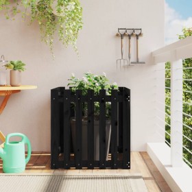 Jardinera diseño de valla madera maciza pino negra 70x70x70 cm en Macetas y jardineras | Comprar online en Foru.es