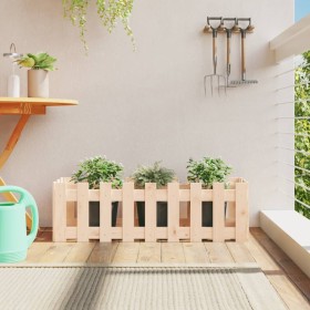 Arriate elevado jardín con valla madera maciza pino 100x30x30cm en Macetas y jardineras | Comprar online en Foru.es