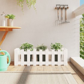 Arriate elevado jardín con valla madera pino blanco 100x30x30cm en Macetas y jardineras | Comprar online en Foru.es