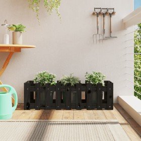 Arriate elevado jardín con valla madera pino negro 100x30x30cm en Macetas y jardineras | Comprar online en Foru.es