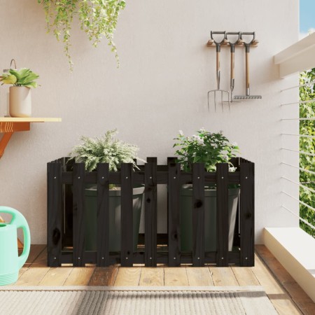 Arriate elevado jardín con valla madera pino negro 100x50x50cm en Macetas y jardineras | Comprar online en Foru.es