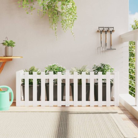 Arriate elevado jardín con valla madera pino blanco 150x50x50cm en Macetas y jardineras | Comprar online en Foru.es