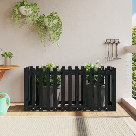Arriate elevado jardín con valla madera pino negro 150x50x70cm en Macetas y jardineras | Comprar online en Foru.es