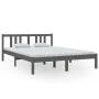 Estructura de cama madera maciza gris 140x200 cm de vidaXL, Camas y somieres - Ref: Foro24-814886, Precio: 113,74 €, Descuent...