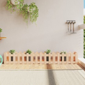 Arriate elevado jardín con valla madera maciza pino 200x30x30cm en Macetas y jardineras | Comprar online en Foru.es