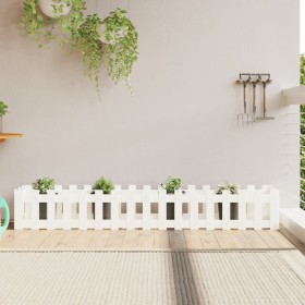 Arriate elevado jardín con valla madera pino blanco 200x30x30cm en Macetas y jardineras | Comprar online en Foru.es