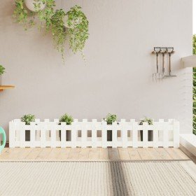 Arriate elevado jardín con valla madera pino blanco 200x30x30cm en Macetas y jardineras | Comprar online en Foru.es