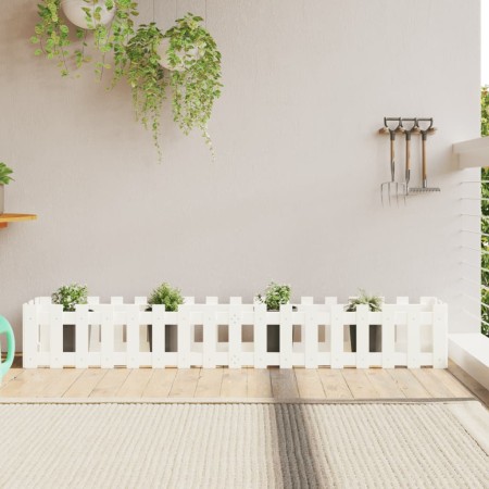 Arriate elevado jardín con valla madera pino blanco 200x30x30cm en Macetas y jardineras | Comprar online en Foru.es
