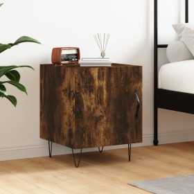 Mesita de noche madera de ingeniería roble ahumado 40x40x50 cm de vidaXL, Mesitas de noche - Ref: Foro24-827558, Precio: 37,8...