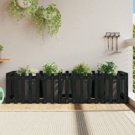 Arriate elevado jardín con valla madera pino negro 200x50x50cm en Macetas y jardineras | Comprar online en Foru.es