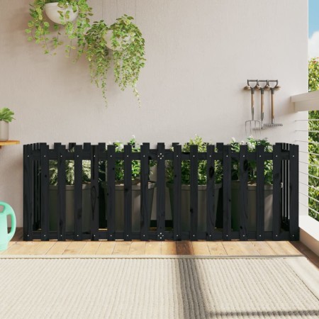 Arriate elevado jardín con valla madera pino negro 200x50x70cm en Macetas y jardineras | Comprar online en Foru.es