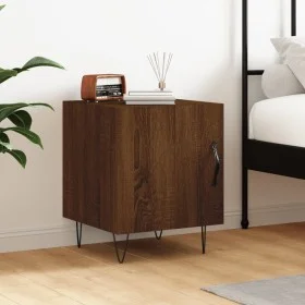 Mesita de noche madera de ingeniería marrón roble 40x40x50 cm de vidaXL, Mesitas de noche - Ref: Foro24-827562, Precio: 39,97...