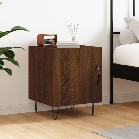 Mesita de noche madera de ingeniería marrón roble 40x40x50 cm de vidaXL, Mesitas de noche - Ref: Foro24-827562, Precio: 40,47...