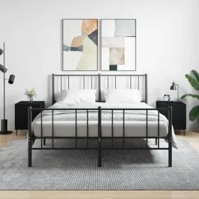 Mesitas de noche 2 uds madera de ingeniería negro 40x40x50 cm de vidaXL, Mesitas de noche - Ref: Foro24-827599, Precio: 55,22...