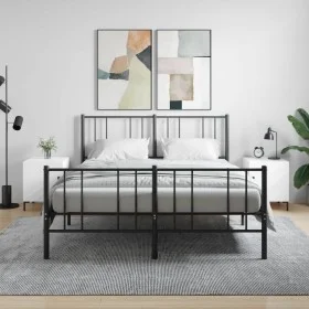 Mesitas noche 2 uds madera ingeniería blanco brillo 40x40x50 cm de vidaXL, Mesitas de noche - Ref: Foro24-827569, Precio: 76,...