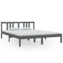 Estructura de cama madera maciza gris King Size 150x200 cm de vidaXL, Camas y somieres - Ref: Foro24-814891, Precio: 142,03 €...
