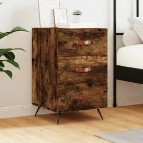 Mesita de noche madera de ingeniería roble ahumado 40x40x66 cm de vidaXL, Mesitas de noche - Ref: Foro24-827633, Precio: 48,6...