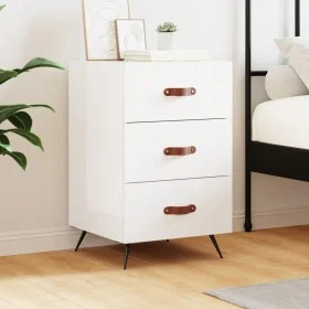 Mesita de noche madera de ingeniería blanco brillo 40x40x66 cm de vidaXL, Mesitas de noche - Ref: Foro24-827630, Precio: 64,6...