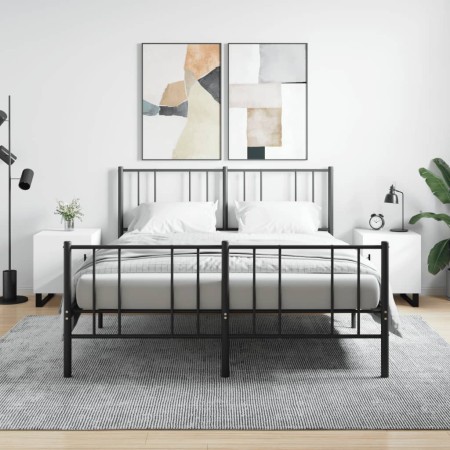 Mesitas de noche 2 uds madera de ingeniería blanco 40x40x50 cm de vidaXL, Mesitas de noche - Ref: Foro24-827613, Precio: 61,4...