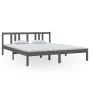Estructura de cama de madera maciza gris 160x200 cm de vidaXL, Camas y somieres - Ref: Foro24-814896, Precio: 119,94 €, Descu...