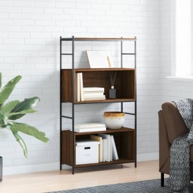 Estantería hierro madera ingeniería marrón roble 80x30x145,5 cm en Librerías y estanterías | Comprar online en Foru.es