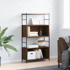 Estantería hierro madera ingeniería marrón roble 80x30x145,5 cm en Librerías y estanterías | Comprar online en Foru.es
