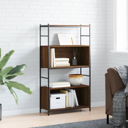 Estantería hierro madera ingeniería marrón roble 80x30x145,5 cm en Librerías y estanterías | Comprar online en Foru.es