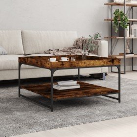 Mesa de centro madera ingeniería y hierro roble humo 80x80x45cm en Mesas de centro | Comprar online en Foru.es