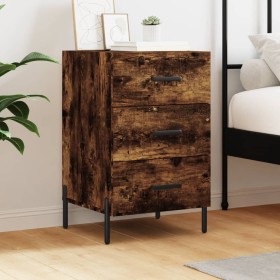 Mesita de noche madera de ingeniería roble ahumado 40x40x66 cm de vidaXL, Mesitas de noche - Ref: Foro24-827673, Precio: 68,7...