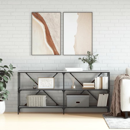 Mesa consola hierro y madera ingeniería gris Sonoma 160x30x75cm en Mesas auxiliares | Comprar online en Foru.es