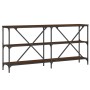 Mesa consola hierro madera ingeniería roble marrón 160x30x75 cm en Mesas auxiliares | Comprar online en Foru.es