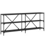 Mesa consola hierro y madera de ingeniería negro 180x30x75 cm en Mesas auxiliares | Comprar online en Foru.es