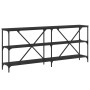 Mesa consola hierro y madera de ingeniería negro 180x30x75 cm en Mesas auxiliares | Comprar online en Foru.es