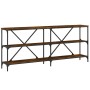 Mesa consola hierro madera ingeniería roble ahumado 180x30x75cm en Mesas auxiliares | Comprar online en Foru.es