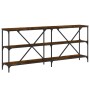 Mesa consola hierro madera ingeniería roble ahumado 180x30x75cm en Mesas auxiliares | Comprar online en Foru.es