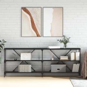 Mesa consola hierro y madera de ingeniería negro 200x30x75 cm en Mesas auxiliares | Comprar online en Foru.es