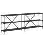 Mesa consola hierro y madera de ingeniería negro 200x30x75 cm en Mesas auxiliares | Comprar online en Foru.es