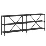 Mesa consola hierro y madera de ingeniería negro 200x30x75 cm en Mesas auxiliares | Comprar online en Foru.es