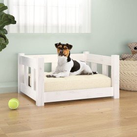Cama para perros madera maciza de pino blanca 55,5x45,5x28 cm en Camas para perros | Comprar online en Foru.es