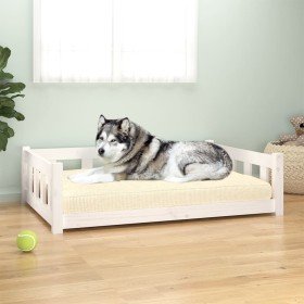 Cama para perros madera maciza de pino blanco 105,5x75,5x28 cm en Camas para perros | Comprar online en Foru.es