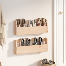 Estantes para zapatos de pared 2 uds madera de pino 59x9x23 cm en Zapateros y organizadores de calzado | Comprar online en Foru.