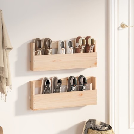 Estantes para zapatos de pared 2 uds madera de pino 59x9x23 cm en Zapateros y organizadores de calzado | Comprar online en Foru.