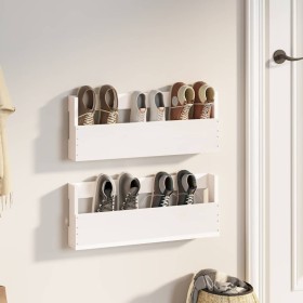 Estantes de zapatos de pared 2 uds madera pino blanco 59x9x23cm en Zapateros y organizadores de calzado | Comprar online en Foru