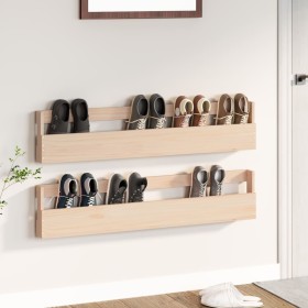 Estantes para zapatos de pared 2 uds madera de pino 110x9x23 cm en Zapateros y organizadores de calzado | Comprar online en Foru