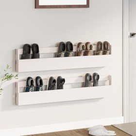 Estantes zapatos de pared 2 uds madera pino blanco 110x9x23cm en Zapateros y organizadores de calzado | Comprar online en Foru.e
