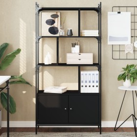 Estantería con puertas madera negra 76,5x30x154,5 cm en Librerías y estanterías | Comprar online en Foru.es
