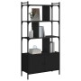 Estantería con puertas madera negra 76,5x30x154,5 cm en Librerías y estanterías | Comprar online en Foru.es
