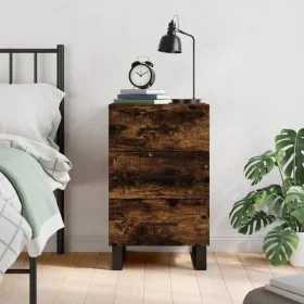 Smoked oak engineered wood bedside table 40x40x66 cm by vidaXL, Nightstands - Ref: Foro24-827689, Price: 66,76 €, Discount: %