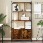 Estantería con puertas madera roble ahumado 76,5x30x154,5 cm en Librerías y estanterías | Comprar online en Foru.es